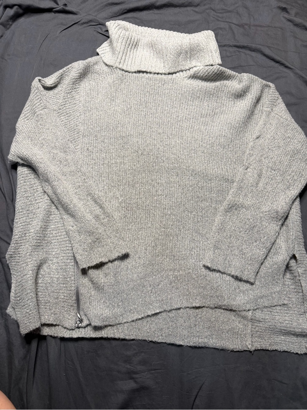 Faded Glory Heather Gray Turtleneck Sweater with Side Zipper
